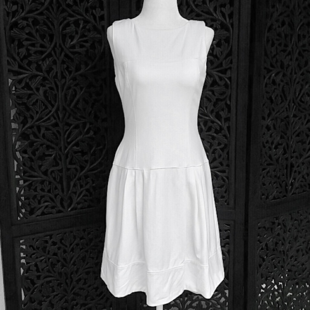 White House | Black Market White Drop Waist Dress